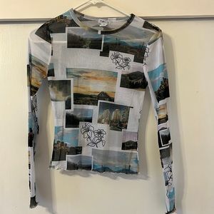 XS sheer long sleeve crop top